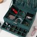 Velvet Three-Layer Lockable Jewelry Necklace Storage Watch Earrings Studs Ring Box Large Capacity_maomaolike.com