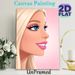 Blonde Glamorous Lady Painting Poster, Soft Pink-toned Cartoon Style Poster, Elegant Portrait With Vivid Blue Eyes And Glossy Pink Lips, Ideal For_maomaolike.com