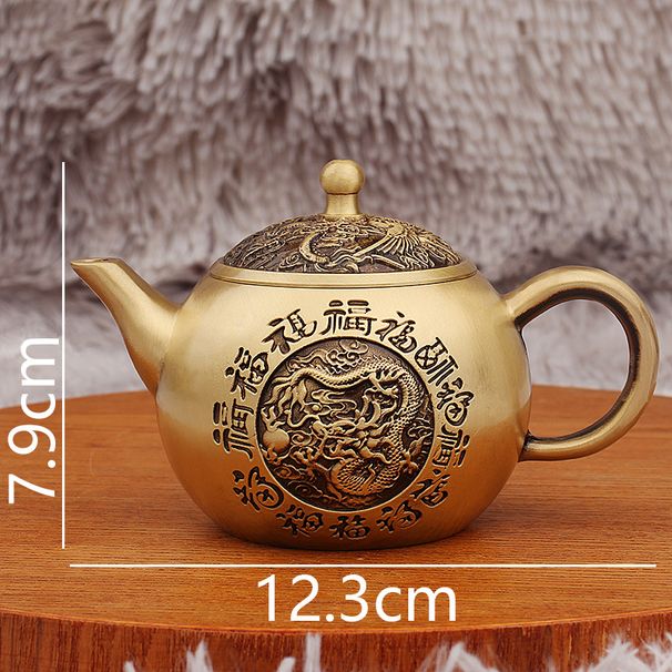 Brass Baifu Dragon And Phoenix Teapot New Chinese Style Home Set Tea Ceremony Supplies Desktop Decoration Metal Crafts_maomaolike.com