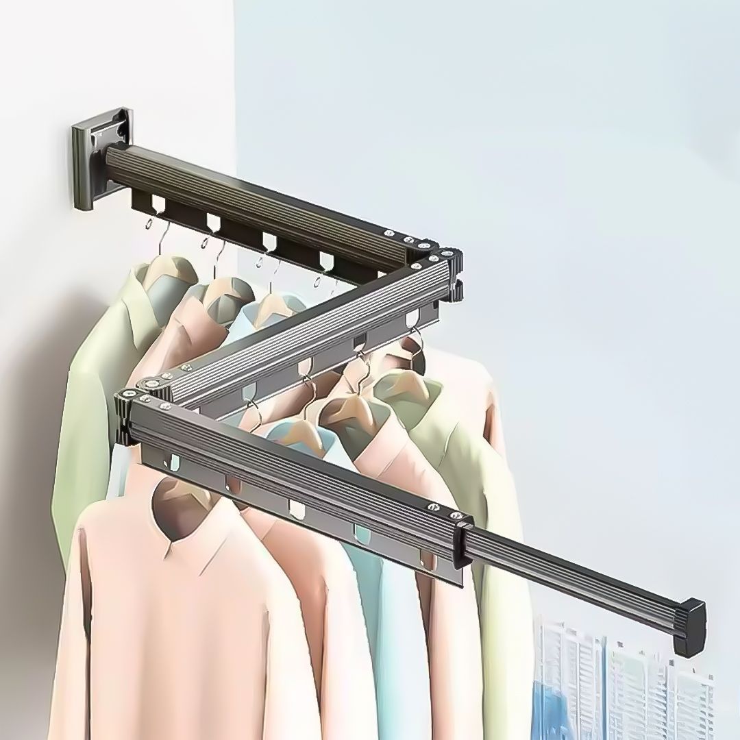 SOGA 93.2cm Wall-Mounted Clothing Dry Rack Retractable Space-Saving Foldable Hanger_maomaolike.com
