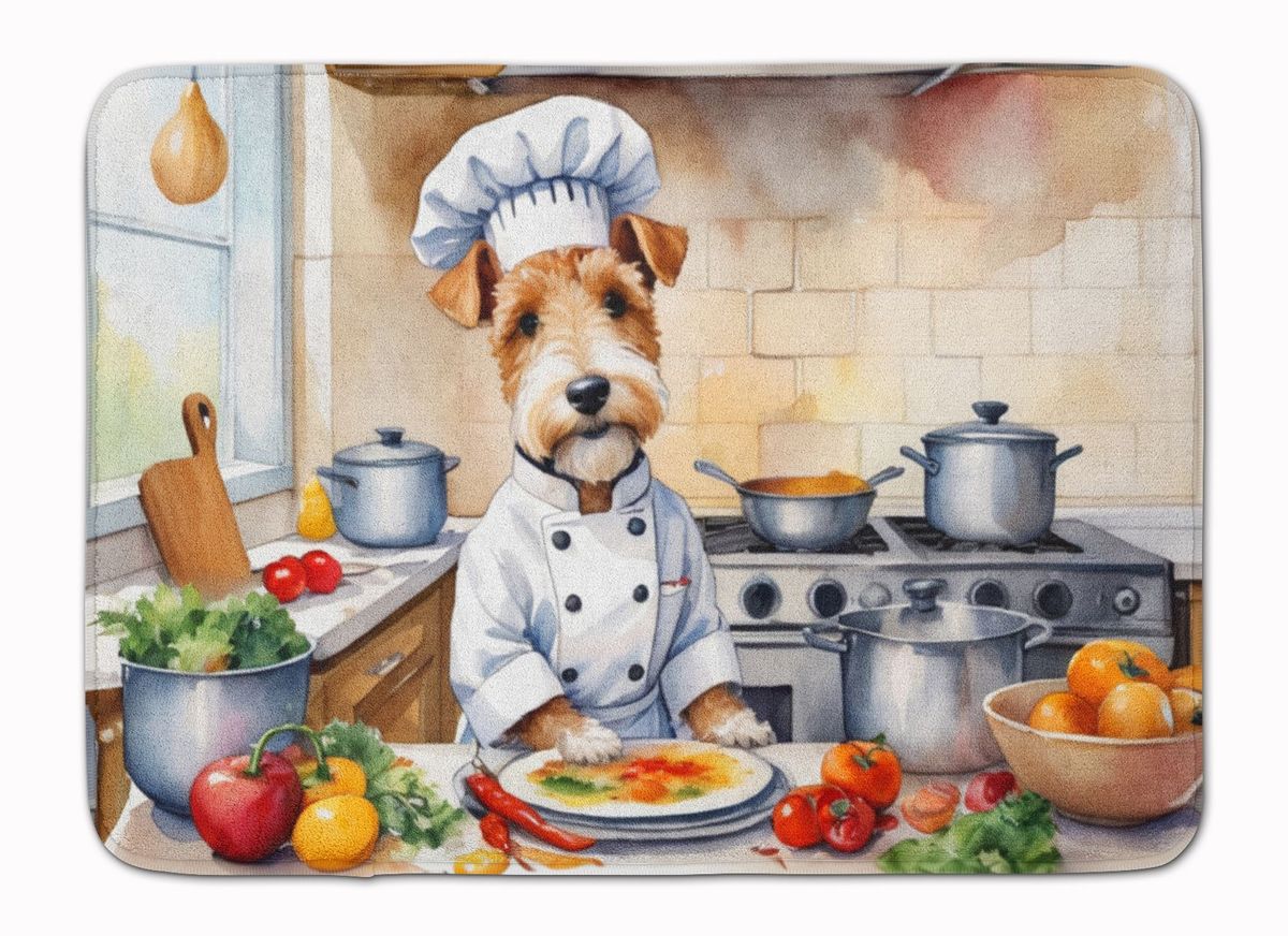 Fox Terrier The Chef Memory Foam Kitchen Mat Machine Washable Anti-Fatigue Mat Cushion Comfort Bath Mat Or Kitchen Rug_maomaolike.com