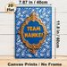Team Nanke Themed Painting Poster, Luxury Golden Ornate Framed Blue Paisley Patterned Poster, Vibrant Typography Design Ideal For Office & Team_maomaolike.com