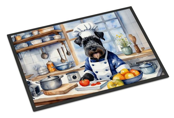 Kerry Blue Terrier The Chef Doormat Front Door Mat Indoor Outdoor Rugs For Entryway, Non Slip Washable Low Pile, 24H X 36W_maomaolike.com