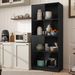 Display Cabinet With Glass Doors, Tall Storage Cupboard, Freestanding Curio Display Cabinet With 4-Tier Storage Shelves For Collectibles, Living Room, Home Office_maomaolike.com