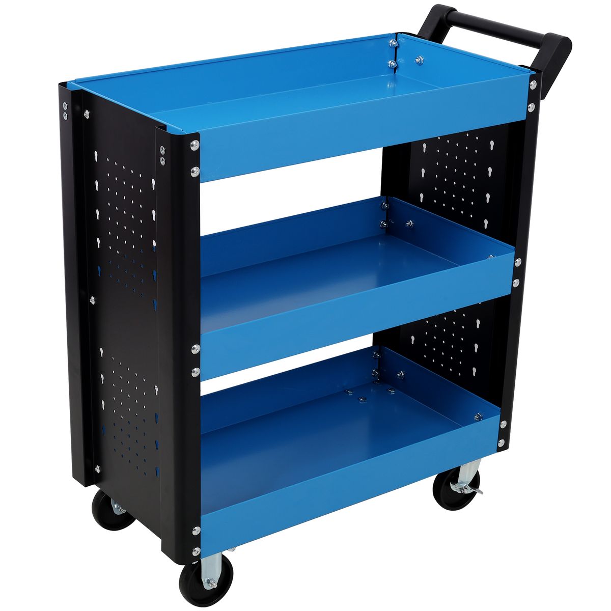 3 Tier Rolling Tool Cart On Wheels,Heavy Duty Utility Tool Cart With Pegboard For Repair Shop, Garage, Warehouse,Blue_maomaolike.com