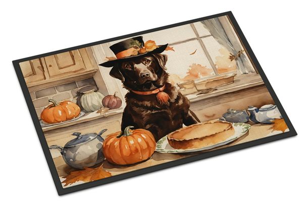 Chocolate Lab Fall Kitchen Pumpkins Doormat Front Door Mat Indoor Outdoor Rugs For Entryway, Non Slip Washable Low Pile, 24H X 36W_maomaolike.com