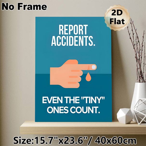 Workplace Safety Report Accidents Painting Poster, Minimalist Flat-design Graphic Poster, Clear Reminder To Report All Accidents Including Minor Ones_maomaolike.com