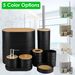 5 Colors Options -- Set Of 8Pcs Bathroom Accessories Set Bathroom Holder Set With Soap Dispenser Toothbrush Holder Cup Soap Dish Toilet Cleaning Brush Trash Can Qtip Holder Vanity Tray For Home_maomaolike.com