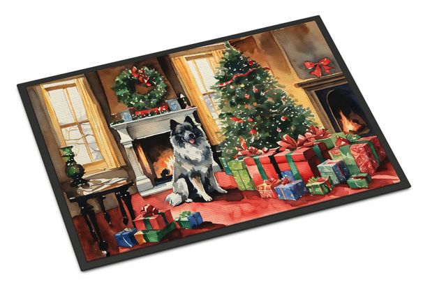 Keeshond Cozy Christmas Doormat Front Door Mat Indoor Outdoor Rugs For Entryway, Non Slip Washable Low Pile, 24H X 36W_maomaolike.com