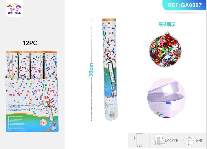 30cm Handheld Confetti Cannon - Blue With 15g Round Paper Confetti_maomaolike.com