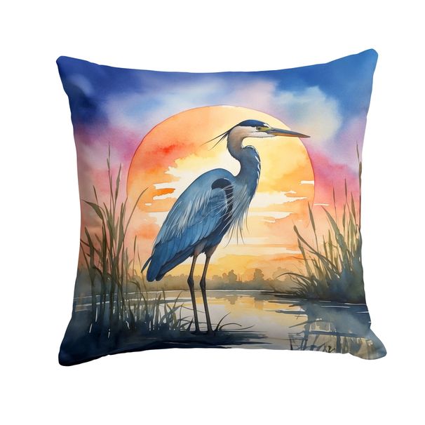 Blue Heron Setting Sun Throw Pillow Machine Washable, Indoor Outdoor Decorative Pillow For Couch, Bed Or Patio, 18Hx18W_maomaolike.com