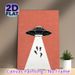 UFO Abduction Painting Poster, Retro Minimalist UFO & Human Silhouettes Poster, Unique Sci-fi Inspired Wall Art Ideal For Living Room, Bedroom, Game_maomaolike.com