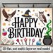 Magical Wizard Birthday Banner - 2D Flat Polyester Backdrop With Witch Hat, Owl, Wand, Stars, Wall Hanging Party Decor_maomaolike.com