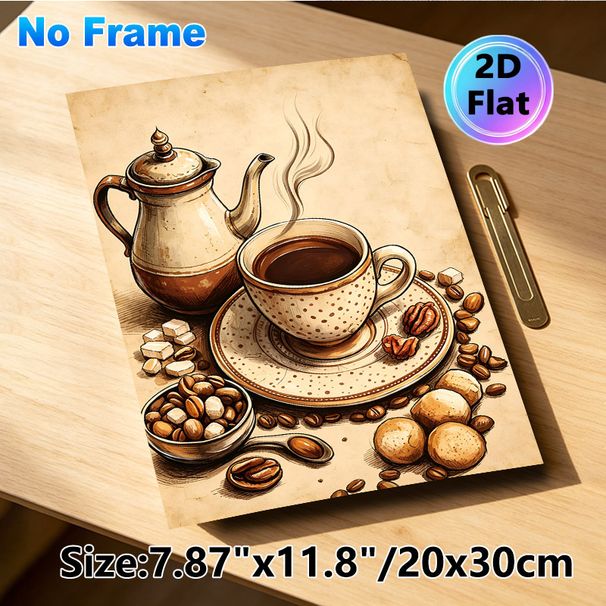 Coffee & Treats Themed Painting Poster, Vintage Hand-drawn Warm Coffee Scene Poster, Cozy Nostalgic Decor Idea For Kitchen, Café And Dining Area_maomaolike.com