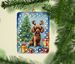 Chocolate Toy Poodle Christmas Reindeer Porcelain Ornament Christmas Tree Hanging Decorations For Home Christmas Holiday, Rectangle, Gift, Multicolor_maomaolike.com
