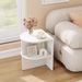 Half Round End Table With Open Shelves For Small Space Open Shelves Provide Foot Pads For Living Room, Bedroom And Office_maomaolike.com