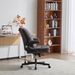 Criss Cross Legged Office Chair With Flip-Up Back Built-In Dynamic Airbag Lumbar Support, Wide Seat Desk Chair With Flip-Up Arms And Wheels, Modern Cross-Leg Chair For Home Office, Vanity, Gray_maomaolike.com