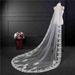 Gorgeous Wedding Lace Veil Floral Long Cathedral Veils For Brides Soft Tulle Bridal Veils With Comb_maomaolike.com