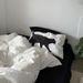 Cat Is Here INS Style Simple Washed Bedding Set Of Four Black And White Pure Cotton Sheet Duvet Cover Bed Skirt_maomaolike.com