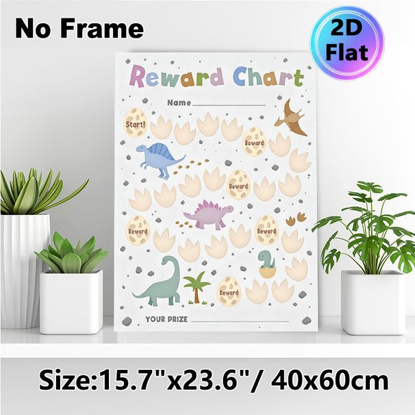 Dinosaur Themed Reward Chart Painting Poster, Cute Pastel Cartoon Dinosaur Scene Poster, Practical Tool To Track Progress And Encourage Positive_maomaolike.com