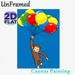 Monkey & Balloons Themed Painting Poster, Vibrant Cartoon Style Poster, Cheerful Brown Monkey Holding Colorful Balloons, Lively Decorative Piece For_maomaolike.com