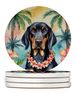 Black And Tan Coonhound Luau Large Sandstone Coasters Pack Of 4 Absorbent Round Coasters Decor Gifts For Men Or Women, 4 In, Multicolor_maomaolike.com