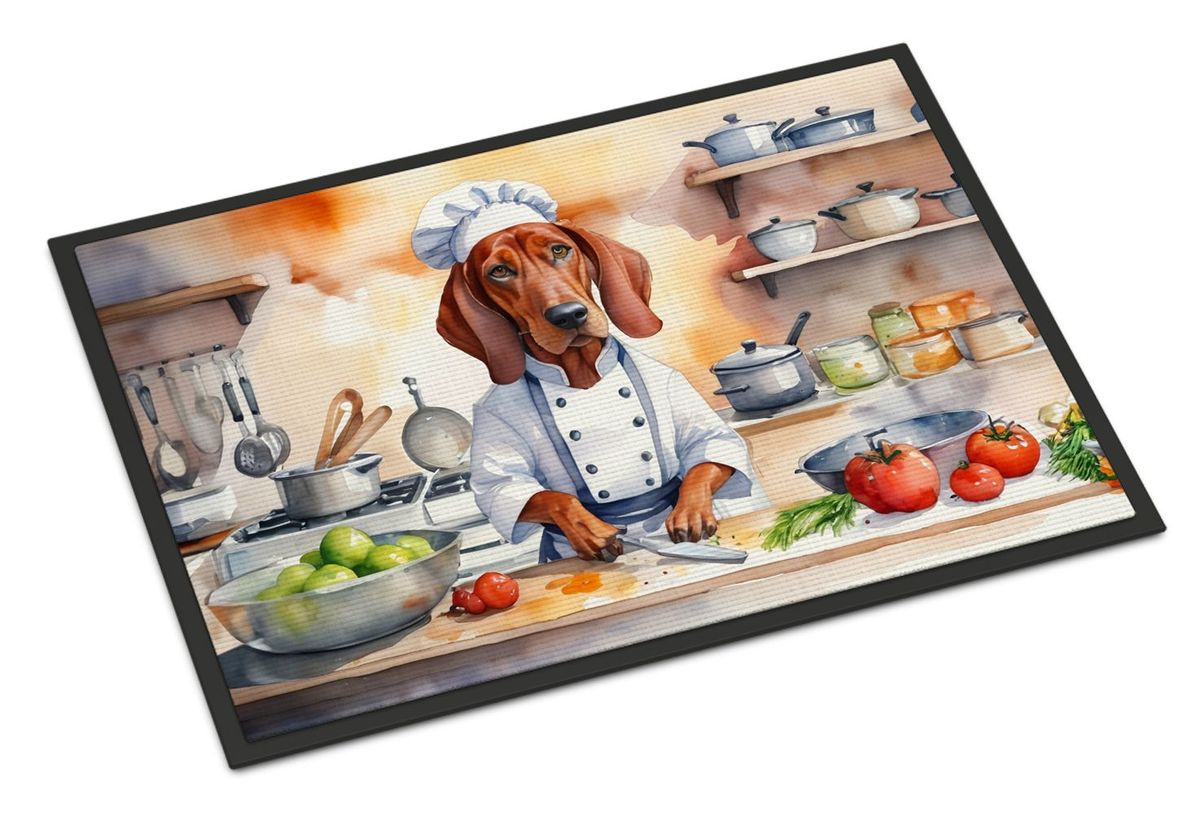 Redbone Coonhound The Chef Doormat Front Door Mat Indoor Outdoor Rugs For Entryway, Non Slip Washable Low Pile, 24H X 36W_maomaolike.com