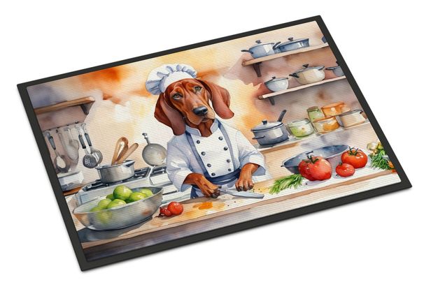 Redbone Coonhound The Chef Doormat Front Door Mat Indoor Outdoor Rugs For Entryway, Non Slip Washable Low Pile, 24H X 36W_maomaolike.com
