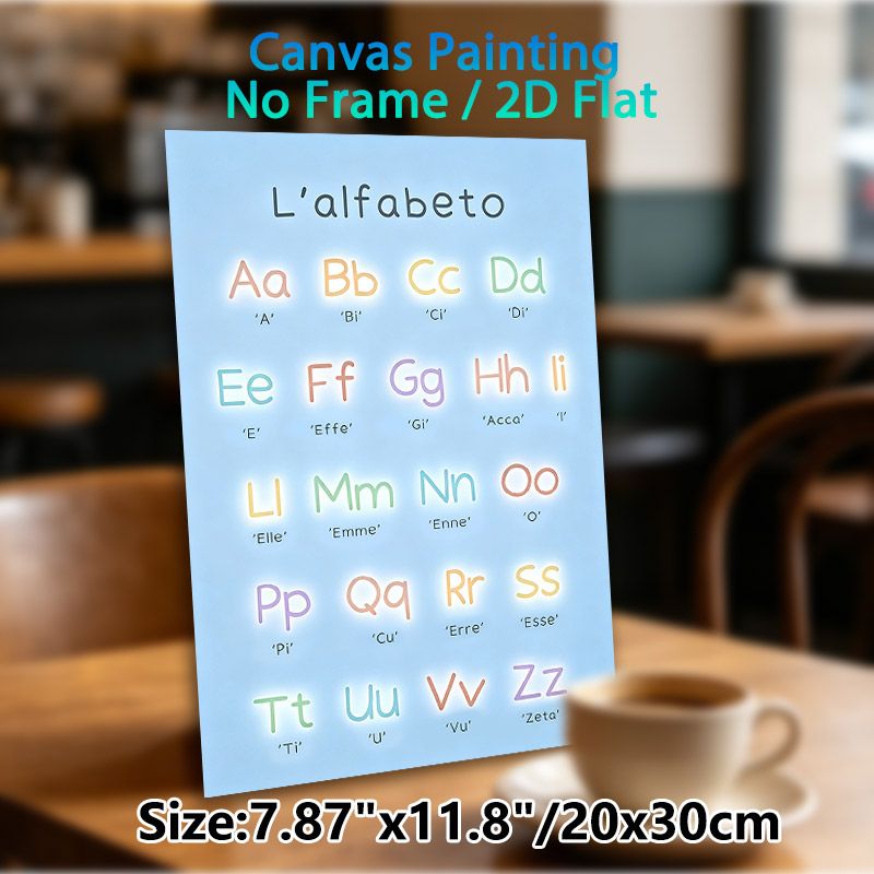 Italian Alphabet Painting Poster, Pastel Glowing-style Letter Chart Poster, Practical For Italian Language Learning, Ideal For Study Rooms And_maomaolike.com