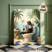 Humorous Beach Sea Lion Painting Poster, Whimsical Tropical Scene Poster, Funny Sea Lion In Sunglasses Reading Newspaper On Toilet, Lighthearted_maomaolike.com