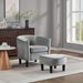 Velvet Accent Chair With Ottoman, Modern Barrel Chair Armchair For Living Room, Bedroom, Gray_maomaolike.com