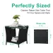 Outdoor Patio Wicker Side Table, Square End Table Bistro Coffee Table With Glass Top Storage Shelf For Porch Garden Backyard Black(SAME AS 70525212 )_maomaolike.com