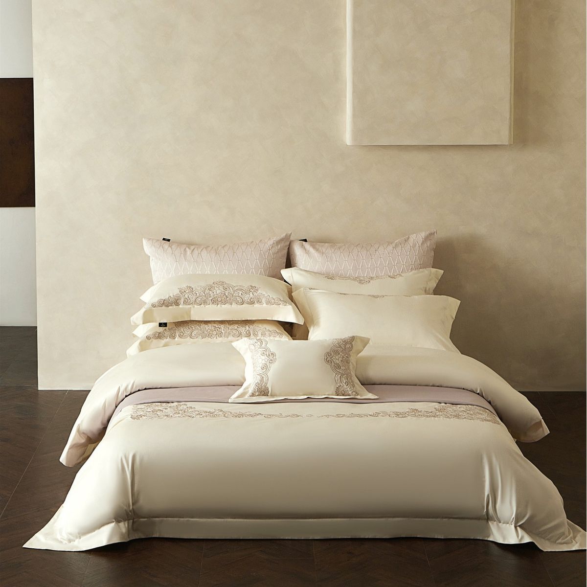 2 Italian Minimalist Style Heavy Embroidery Ultra Soft Bedding Luxury Satin Pure Long Staple Cotton Four-Piece Set Home Textile_maomaolike.com