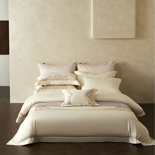 2 Italian Minimalist Style Heavy Embroidery Ultra Soft Bedding Luxury Satin Pure Long Staple Cotton Four-Piece Set Home Textile_maomaolike.com