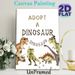 Adopt A Dinosaur Painting Poster, Cute Watercolor Party-themed Dinosaur Poster, Playful Dinosaur Design With Sunglasses And Party Hats, Ideal For_maomaolike.com