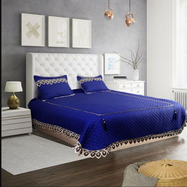 5pcs Big Lace Edge European Noble Bedding Set, Tassel Pendant ,Bamboo Fiber Bedspread Set_maomaolike.com