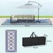 Reversible Outdoor Rug, Waterproof Plastic Straw With Carry Bag, 9 X 18, Blue & White Rhombus Patchwork_maomaolike.com