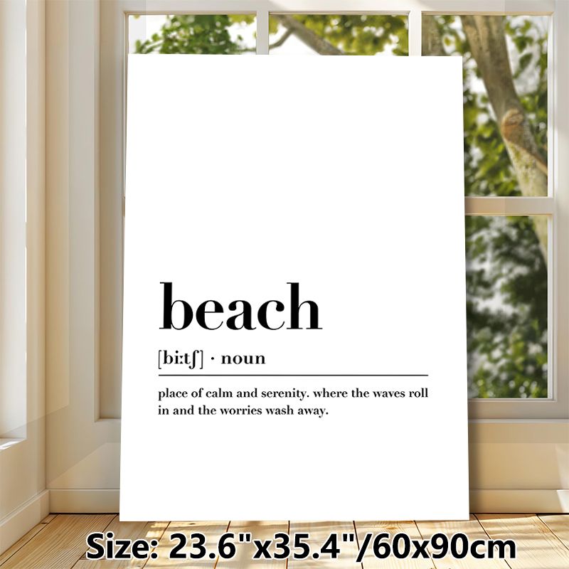 Beach Definition Painting Poster, Minimalist Typographic Text Poster, Offers A Tranquil Vibe, Ideal For Bedroom, Living Room Or Coastal-themed Spaces_maomaolike.com