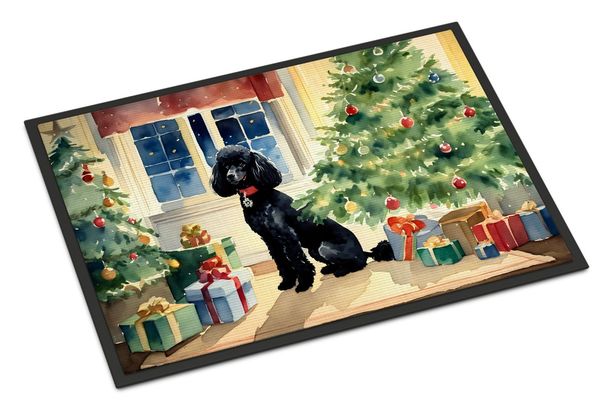 Poodle Cozy Christmas Doormat Front Door Mat Indoor Outdoor Rugs For Entryway, Non Slip Washable Low Pile, 24H X 36W_maomaolike.com