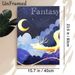 Fantasy Dragon Painting Poster, Soft-toned Whimsical Celestial Scene Poster, Dreamy Night Sky Design To Bring Tranquil Vibe For Bedroom, Living Room_maomaolike.com