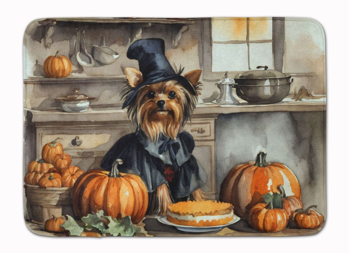 Yorkie Fall Kitchen Pumpkins Memory Foam Kitchen Mat Machine Washable Anti-Fatigue Mat Cushion Comfort Bath Mat Or Kitchen Rug_maomaolike.com