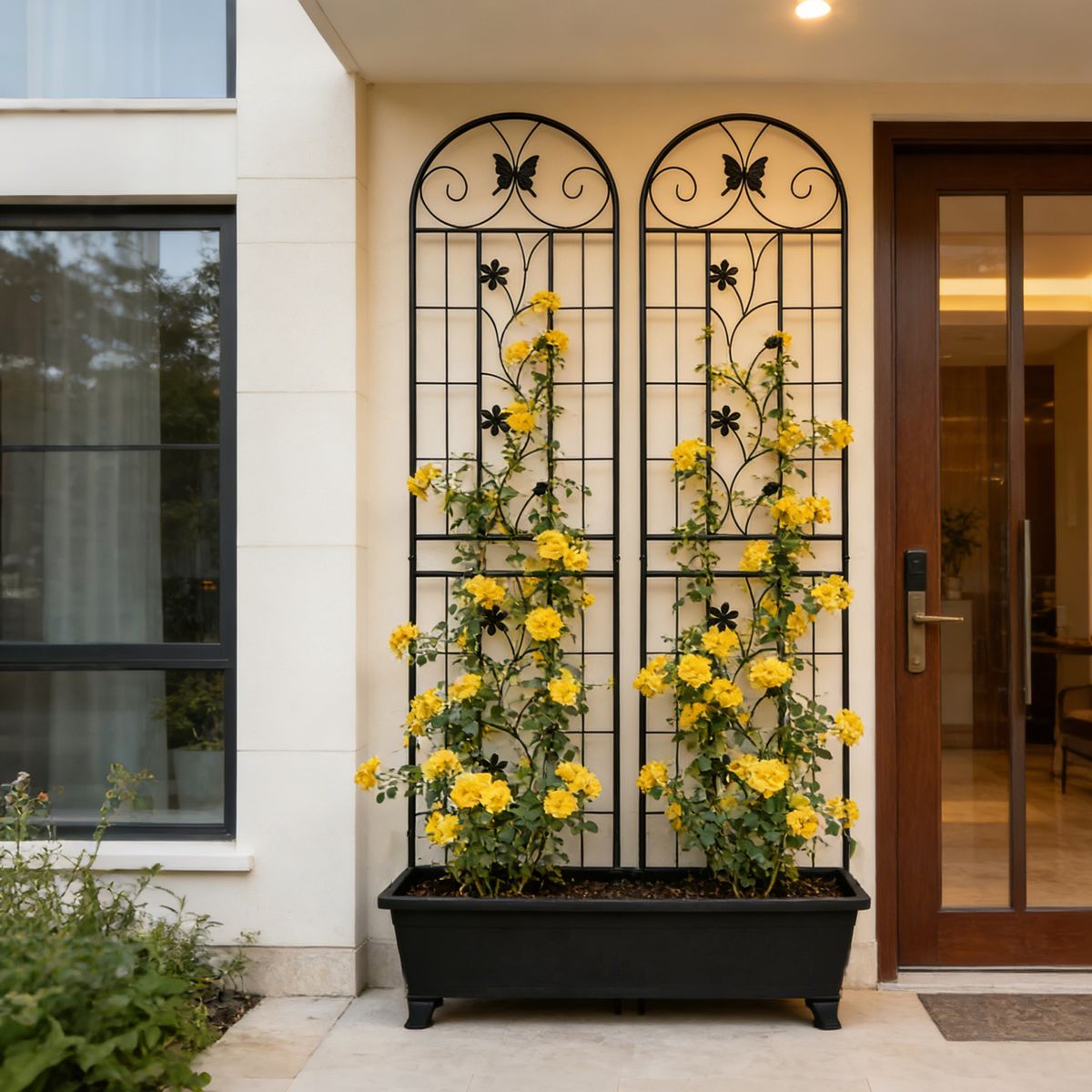 2 Pack Metal Garden Trellis 86.7 X 19.7 Rustproof Trellis For Climbing Plants Outdoor Flower Support Black_maomaolike.com