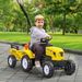 Kids Ride On Tractor With Back Trailer, Shovel & Rake, Horn, Pedal Go Kart For 3 Years Old, Yellow_maomaolike.com
