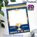 Employee Of The Month Painting Poster, Shiny Golden Trophy & Crown With Star Accents Blue-toned Poster, Ideal For Honoring Outstanding Employees_maomaolike.com