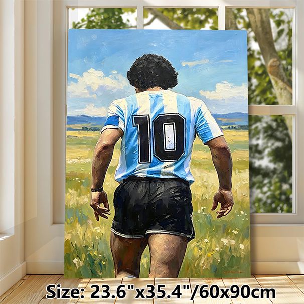 Soccer Player #10 Jersey Painting Poster, Vibrant Impasto Style Athlete In Open Field Poster, Artistic Sports-themed Wall Decor Ideal For Home, Game_maomaolike.com