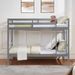 Twin Over Twin Bunk Bed With Ladder,Wooden Bunk Bed With High Guardrail And Ladder For Kids, Teens, Dorm Rooms, And Guest Rooms,No Box Spring Needed,Grey_maomaolike.com