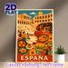Spanish Culture Themed Painting Poster, Vibrant Retro Style Poster, Features Lively Flamenco Dance, Classic Spanish Dishes And Iconic Arena, Suitable_maomaolike.com