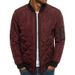 Men's Clothing Diamond Plaid Men's Padded Jacket Stand Collar Short Cotton Coat Menswear_maomaolike.com