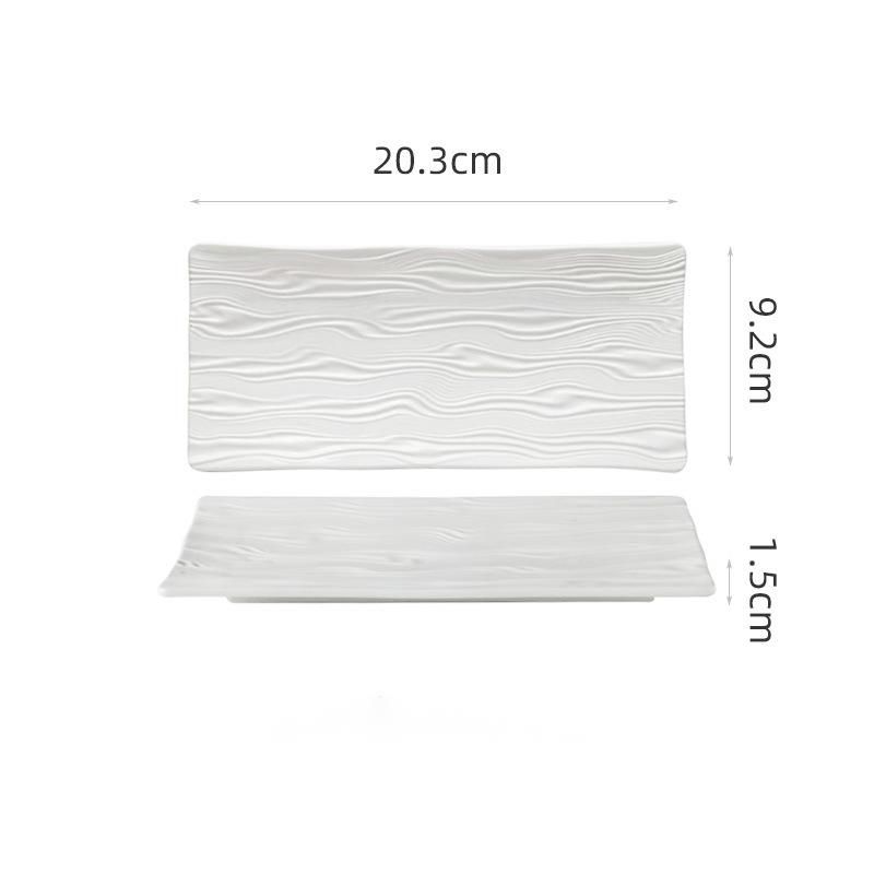 Pure White High-End Ceramic Rectangular Sushi Sashimi Western Cake Snack Plate Restaurant Tableware_maomaolike.com