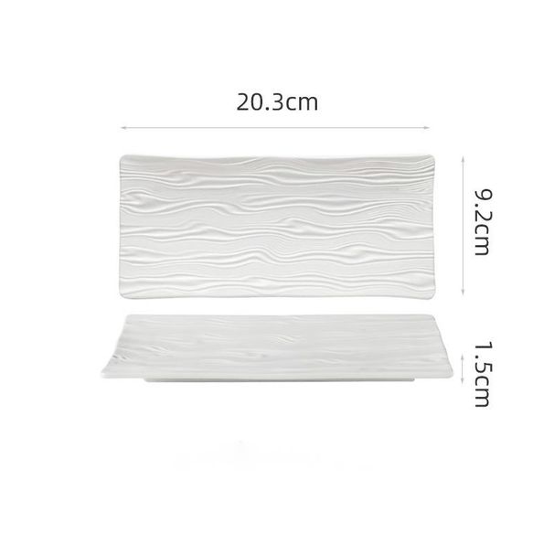 Pure White High-End Ceramic Rectangular Sushi Sashimi Western Cake Snack Plate Restaurant Tableware_maomaolike.com